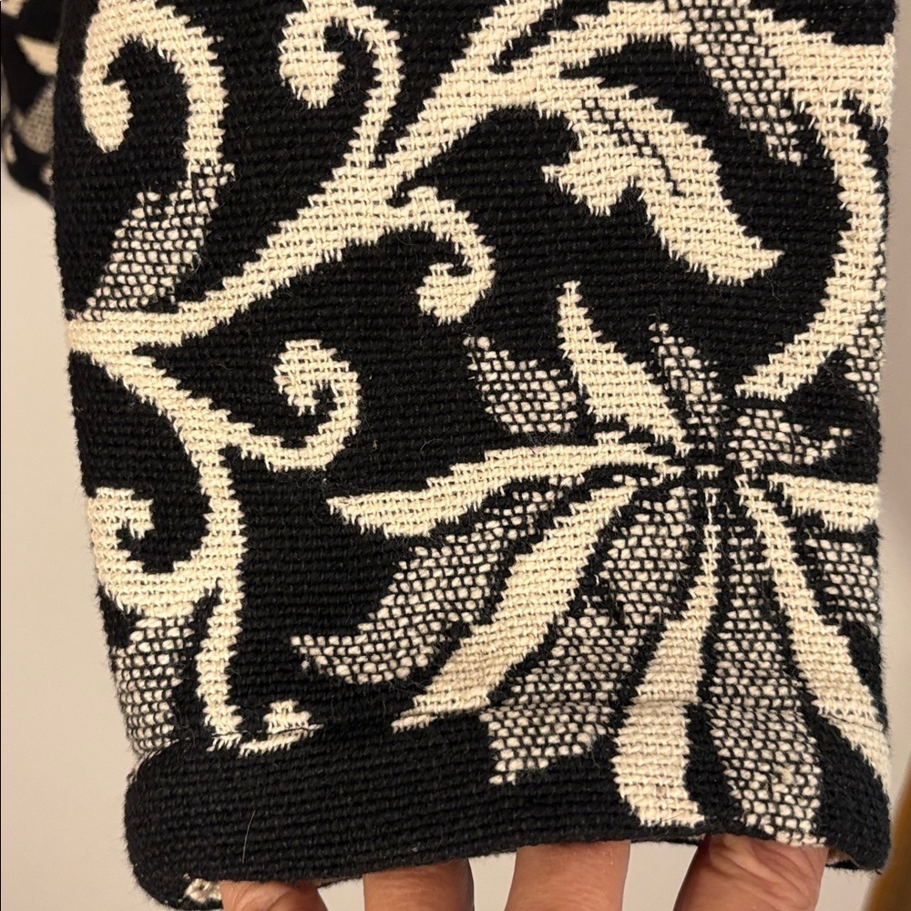 Women's Black and Cream Cotton Tapestry Vintage 90s Y2K Jacket Medium 8/10 - Picture 11 of 14